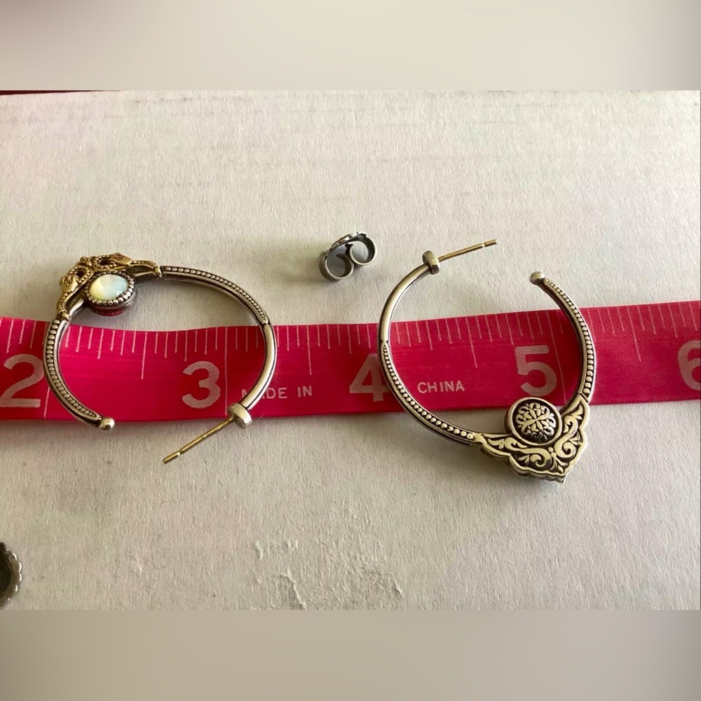Konstantino Mother of Pearl Hoop Earrings, Sterling Silver & 18K Gold - Picture 9 of 11